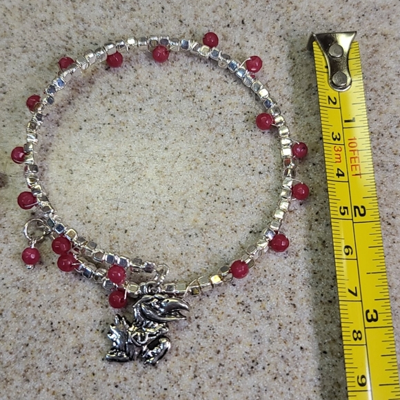 Bracelet K U Team. Silver/Red. ADJUSTABLE - Picture 4 of 6